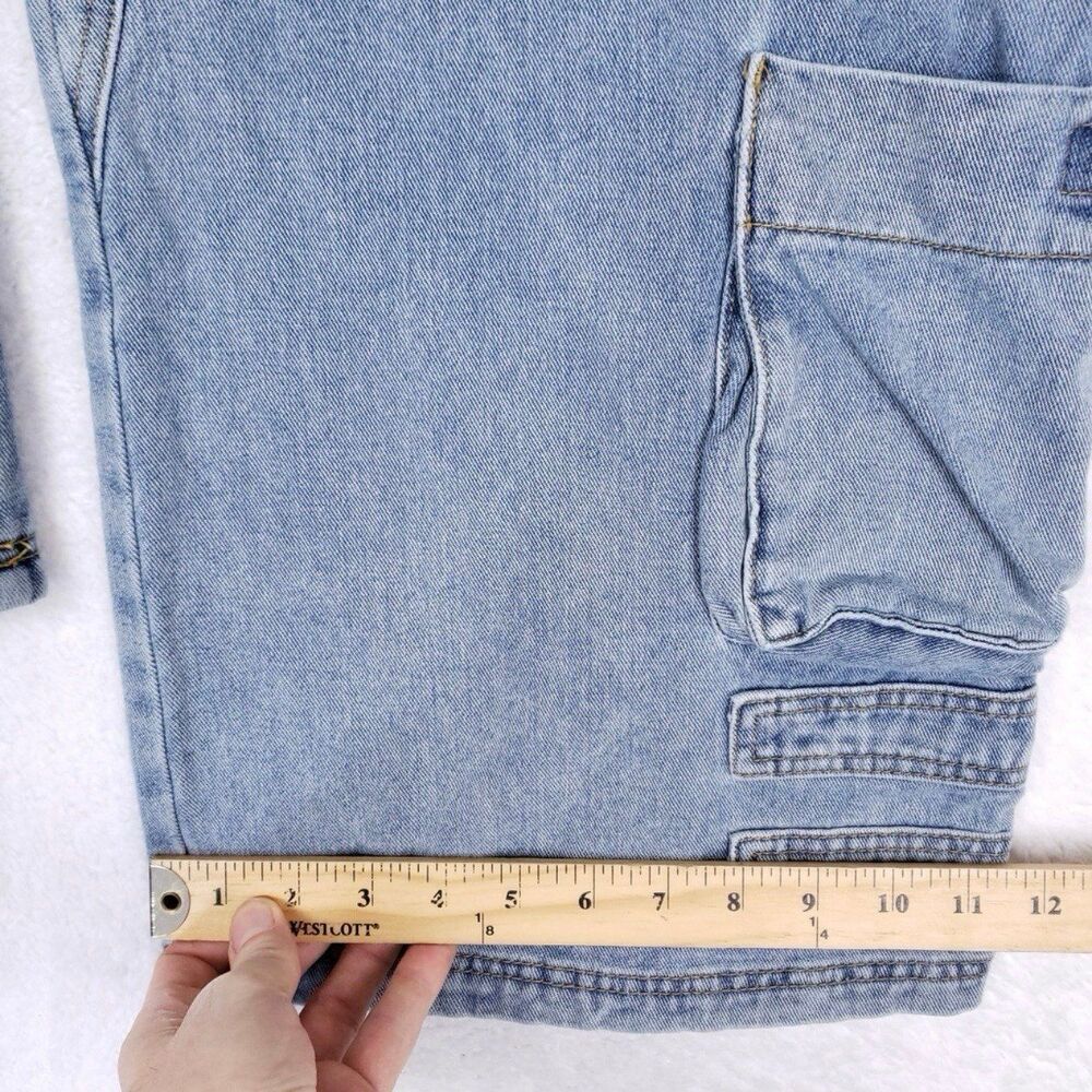 Forever 21 Cargo Jeans Size 31 Baggy Denim Y2K Skater Utility Grunge Streetwear - Picture 9 of 9